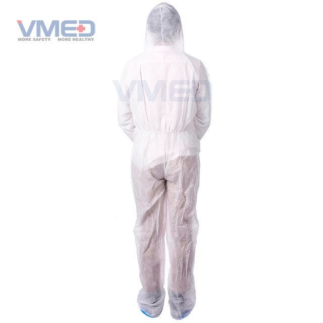 Disposable SPP White Coverall With Hood And Boots