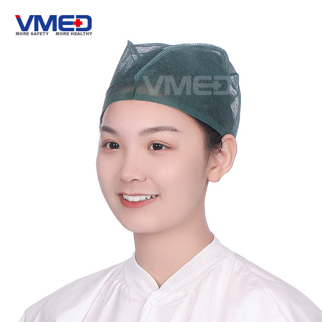 Disposable SPP Non-woven Dark Green Doctor Cap-2