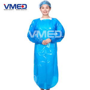 Disposable Blue CPE Gown with Back Loop-1