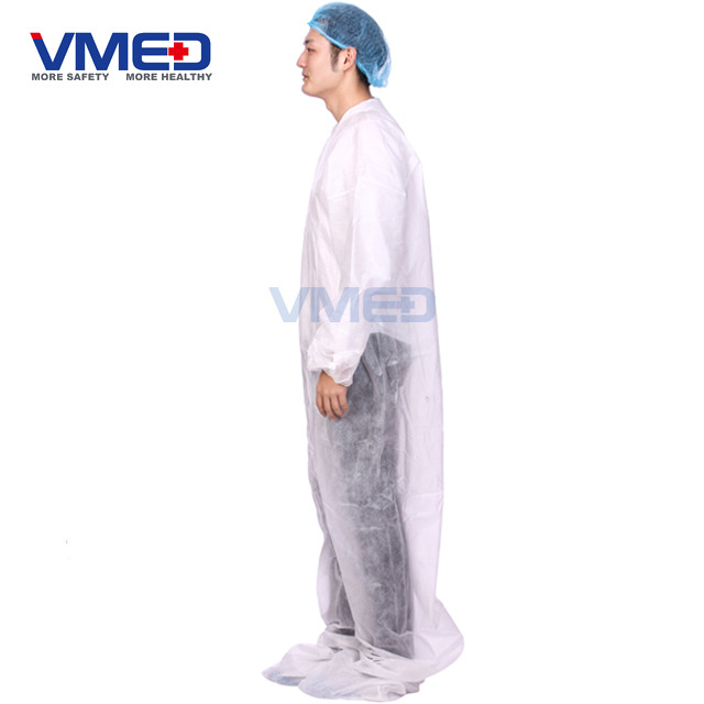 Disposable White PP Non-woven Protective Coverall