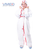 Disposable White Micro-porous Protective Coverall With Red Strips