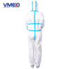 Disposable White Micro-porous Protective Coverall With Blue Strips-3