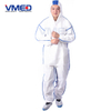 Disposable White Micro-porous Coverall With SMS Blue Back Panel-1
