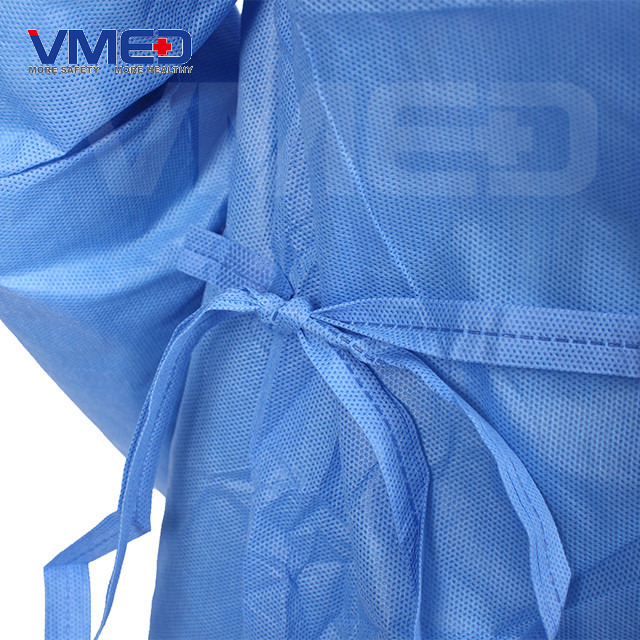 Disposable SMS Non-woven Surgical Gown With Knitted Cuffs-3