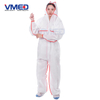 Disposable White Micro-porous Protective Coverall With Red Strips-2