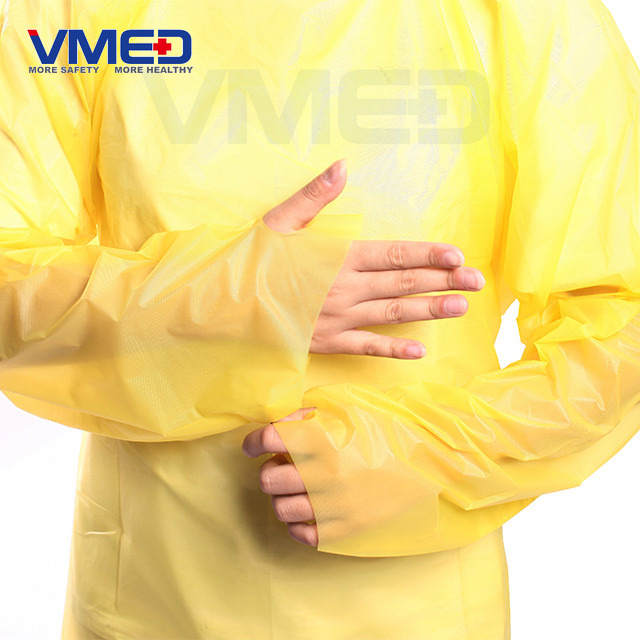 Disposable Yellow PE Gown-3