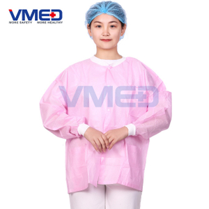 Pink Disposable Non-woven Protective Lab Coat