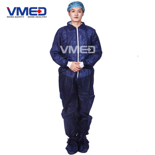 Disposable Dark Blue Non-woven Protective Coverall