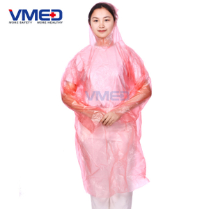  Disposable Pink PE Rain Coat