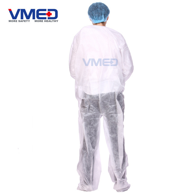 Disposable White PP Non-woven Protective Coverall