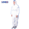 Disposable White Micro-porous Coverall With SMS Blue Back Panel-2