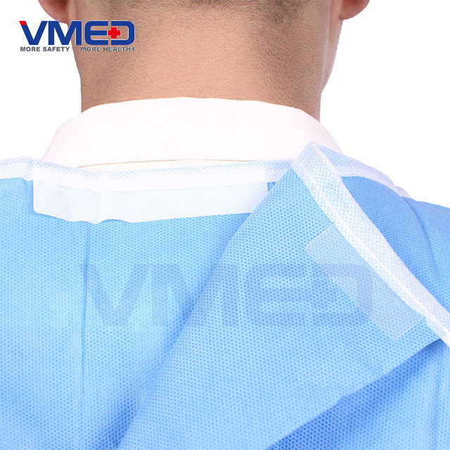 Disposable SMS Non-woven Surgical Gown With Knitted Cuffs-4