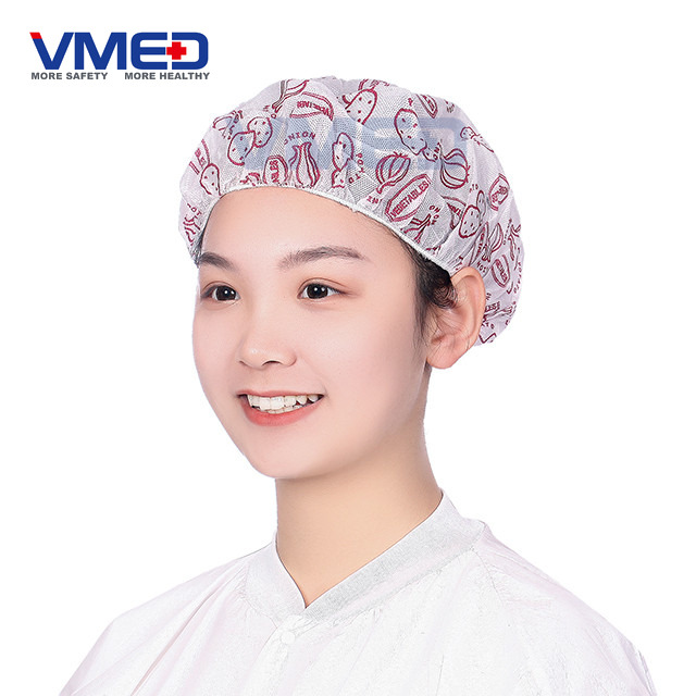 Disposable Non-woven Bouffant Cap With Vegetable Print-2