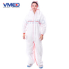 Disposable White Micro-porous Protective Coverall With Red Strips-1