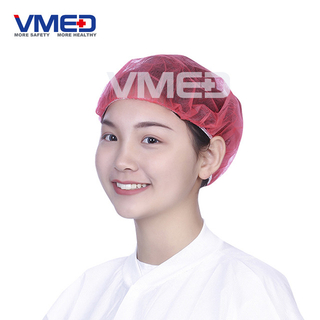 Red Surgical Protective Non-woven Bouffant Cap