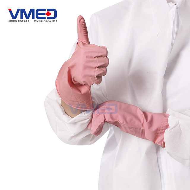 Pink Household Latex Gloves