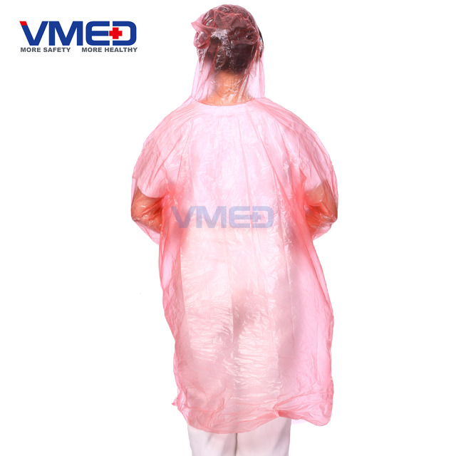  Disposable Pink PE Rain Coat