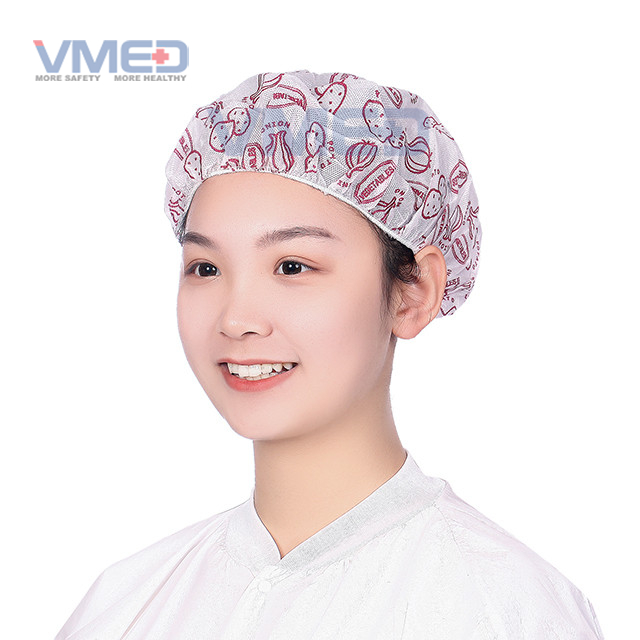Disposable Non-woven Bouffant Cap With Vegetable Print