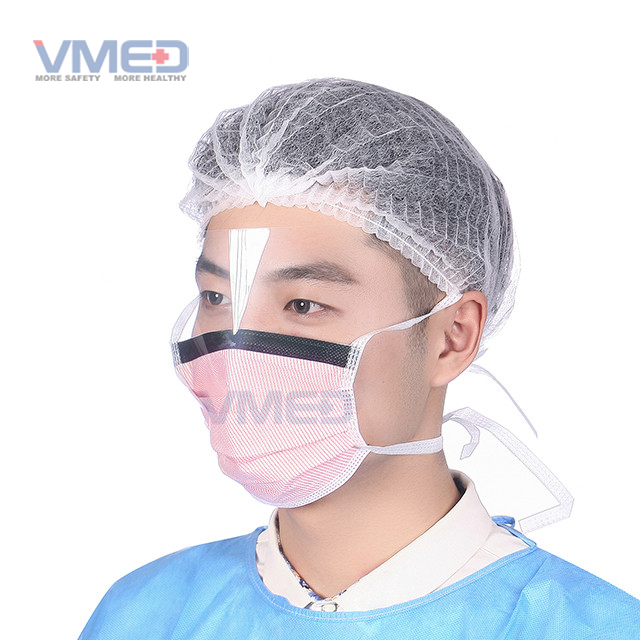 Disposable SPP Non-woven Pink Face Mask With Anti-fog Plastic Eye Shield