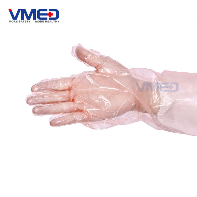 Disposable Pink PE Long Sleeve Gloves