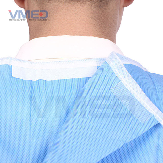 Disposable SMS Non-woven Surgical Gown With Knitted Cuffs