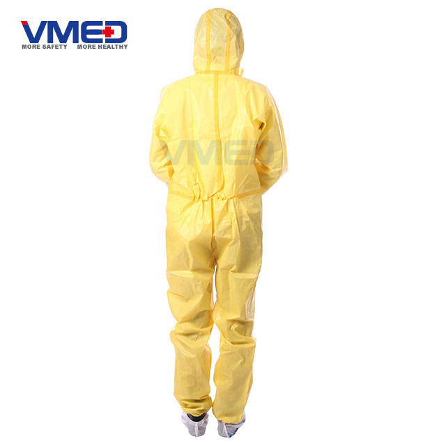 Disposable Yellow PP+PE TYPE 3/4 Coverall -4