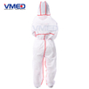 Disposable White Micro-porous Protective Coverall With Red Strips-4