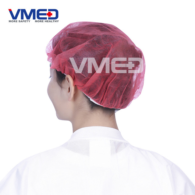 Red Surgical Protective Non-woven Bouffant Cap-2