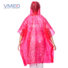 Pinky Red PE Rain Poncho with Attached Hood