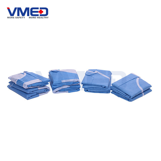 Disposable SMS Non-woven Surgical Gown With Knitted Cuffs-5