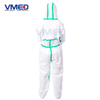 Disposable White Micro-porous Protective Coverall With Green Strips-3