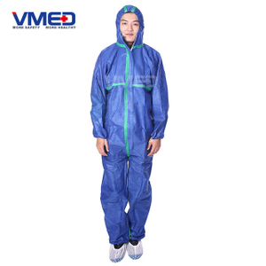 Disposable SMS Dark Blue Coverall With Green Strips-1
