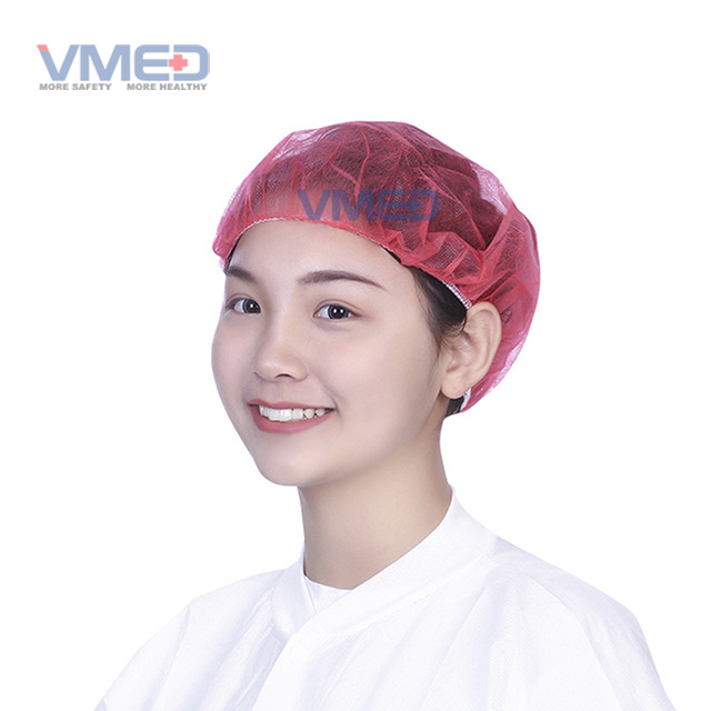 Red Surgical Protective Non-woven Bouffant Cap
