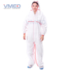Disposable Type 5&6 SMS White Coverall With Overlocking Stitch