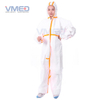 Disposable White Micro-porous Protective Coverall With Orange Strips