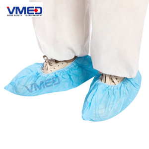 Disposable CPE Light Blue Shoe Cover With Half Elastic-1