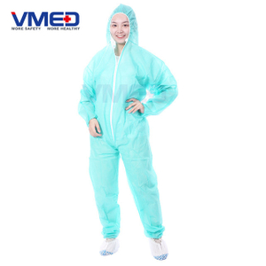 Disposable SPP Non-woven Green Coverall With Attached Hood