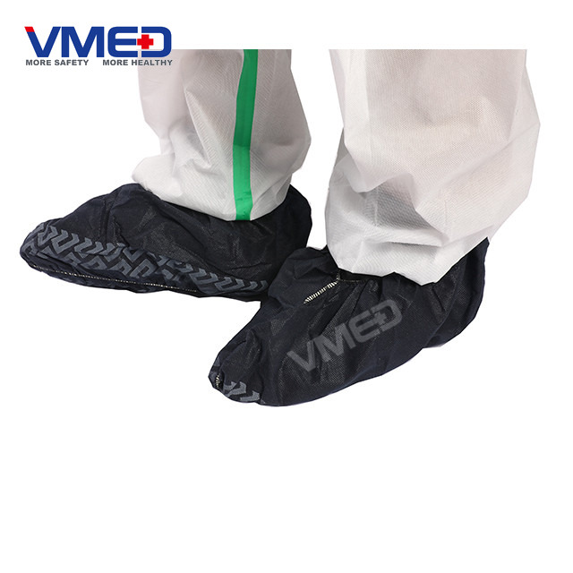 Disposable SPP Non-woven Full Elastic Shoe Cover With Printed Bottom-2