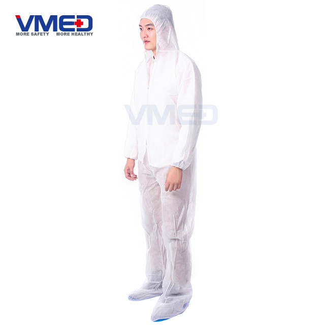 Disposable SPP White Coverall With Hood And Boots-2