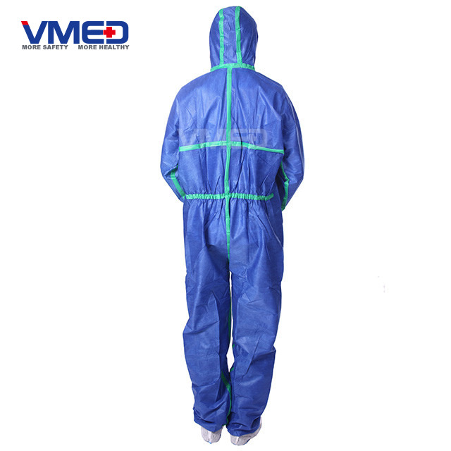 Disposable SMS Dark Blue Coverall With Green Strips