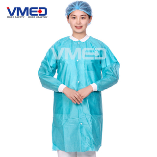  Disposable Medical Non-woven SMS Lab Coat with Knitted Cuffs