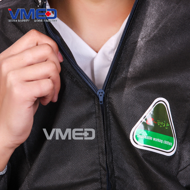 Disposable Black SMS Protective Coverall-5