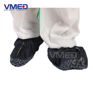 Disposable SPP Non-woven Full Elastic Shoe Cover With Printed Bottom-1