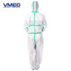 Disposable White Type 5&6 SMS Coverall With Green Adhesive Strip