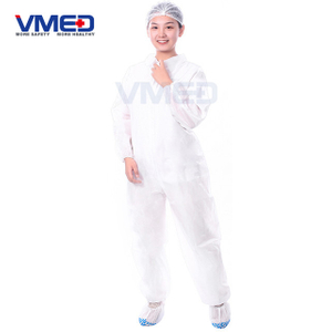 Disposable SPP Non-woven White Coverall With Single Collar-1