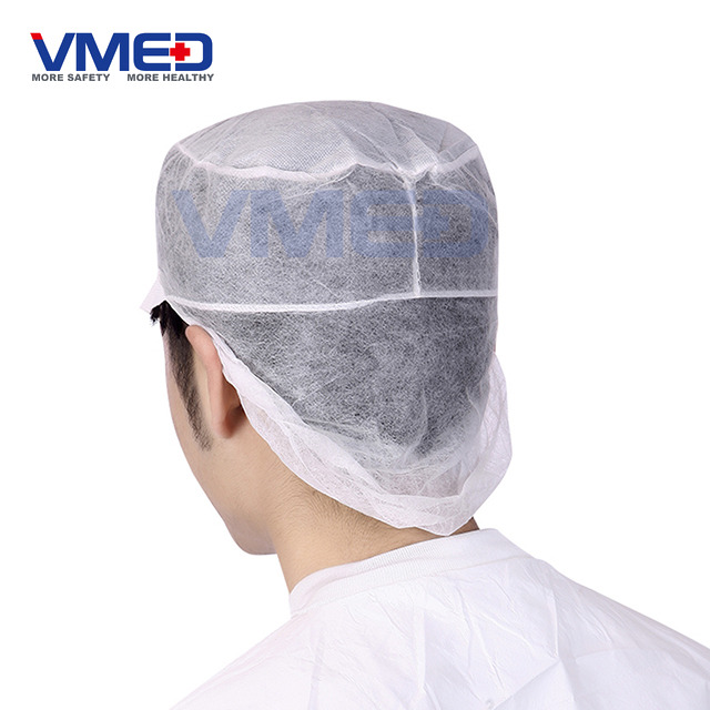 White Surgical Non-woven Snood Cap -2