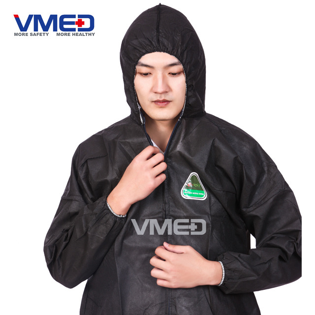 Disposable Black SMS Protective Coverall-4