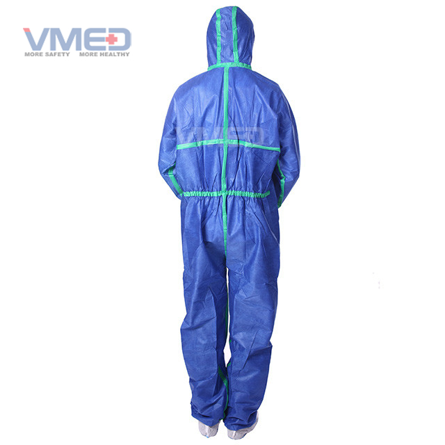 Disposable SMS Dark Blue Coverall With Green Strips