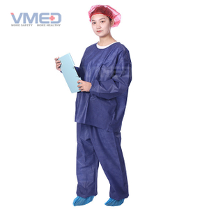 Disposable SMS Non-woven Scrub Suite With Round Neck And Long Sleeves
