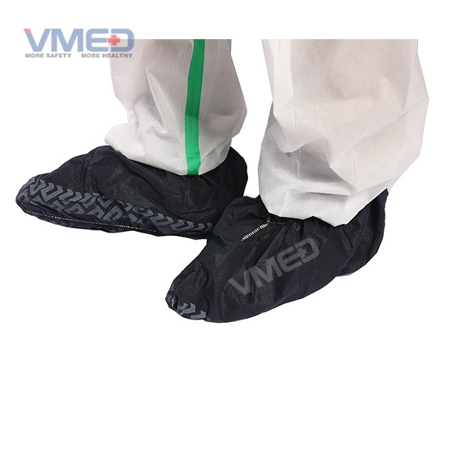 Disposable SPP Non-woven Full Elastic Shoe Cover With Printed Bottom